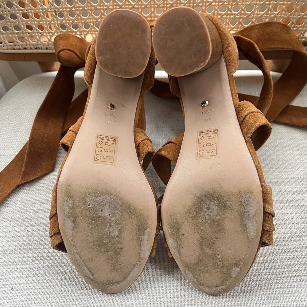 REVOLVE x RAYE Mia Cognac Suede Ankle Wrap Sandal Sz 10 - Picture 12 of 12